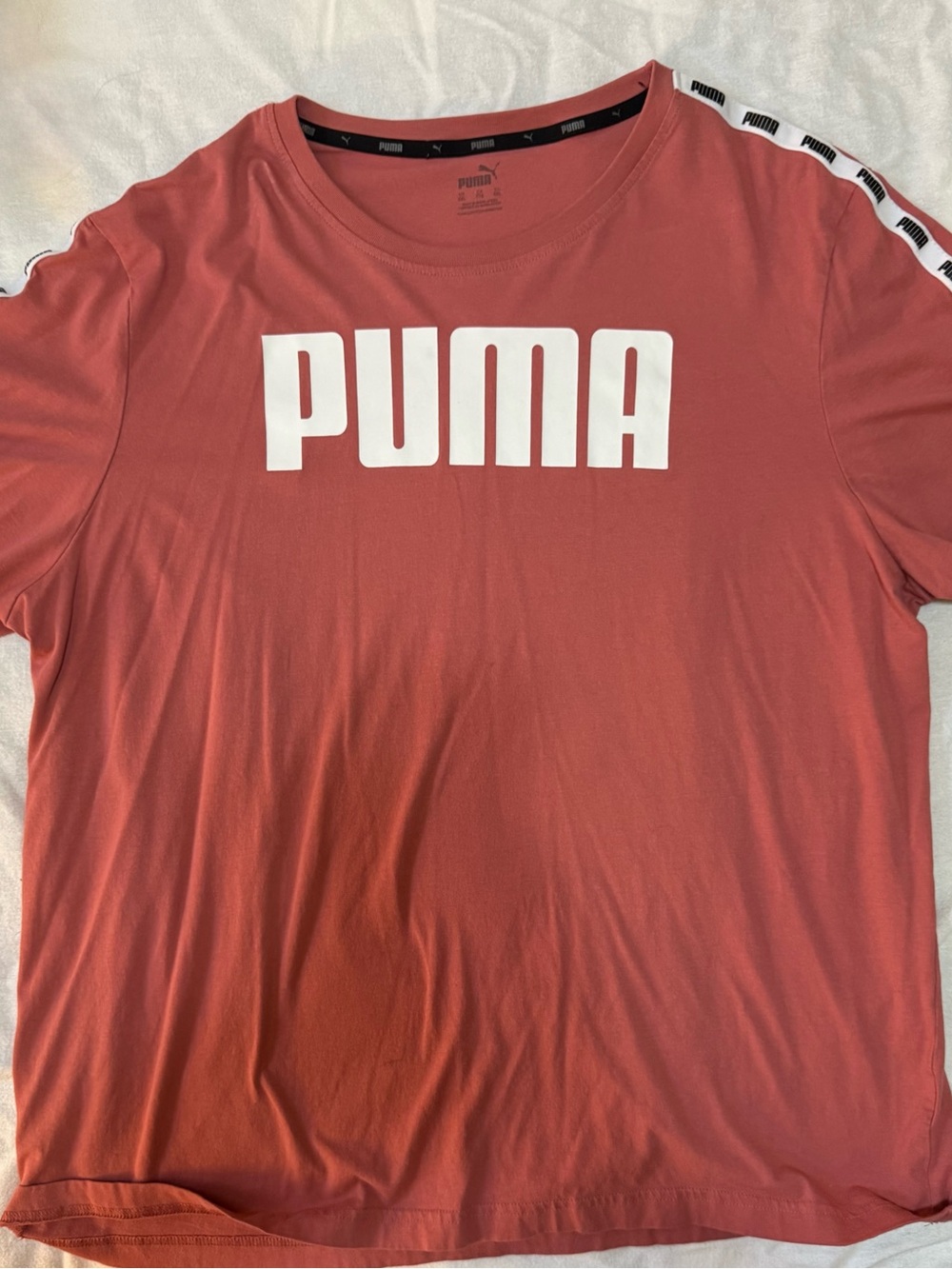 PUMA Women’s XL Rust Red Logo Tape Short Sleeve Graphic T Shirt